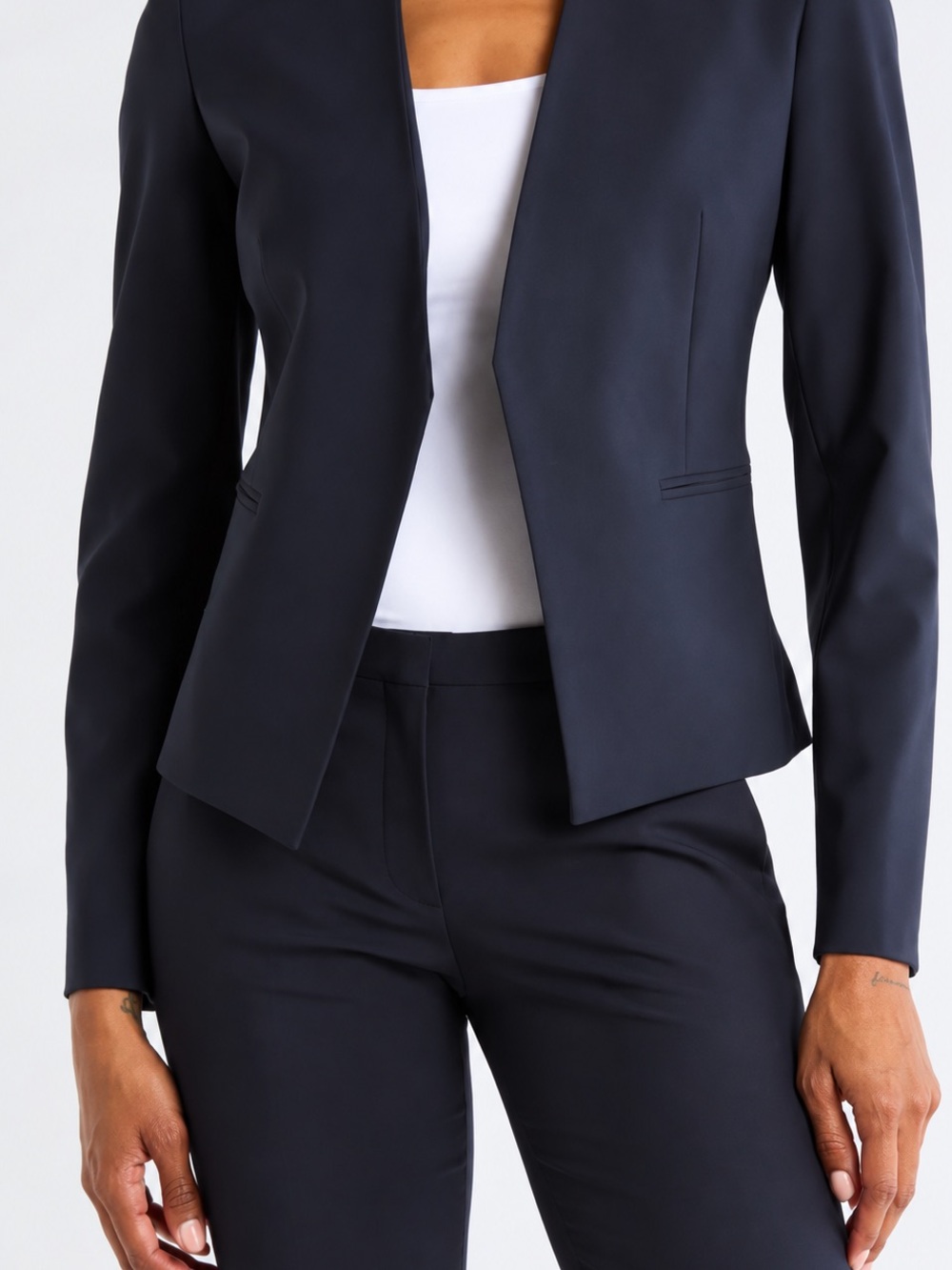 Theory Lanai Sevon Black Open Front Blazer Jacket Size 10